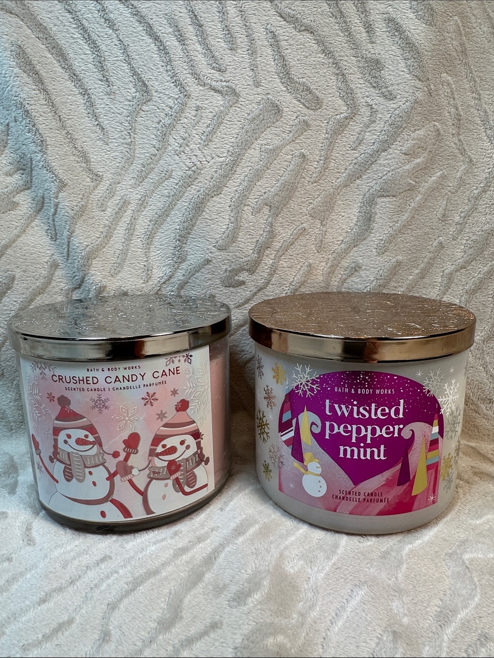 Bath & Body Works 3 Wick Candle Duo - Twisted Peppermint & Crushed Candy Cane